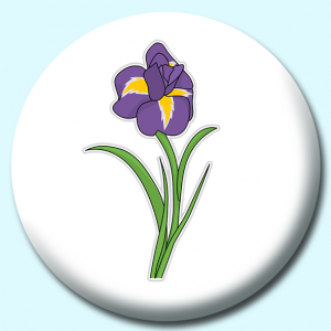 Personalised Badge: 38mm Iris Flower Button Badge. Create your own custom badge - complete the form and we will create your personalised button badge for you.