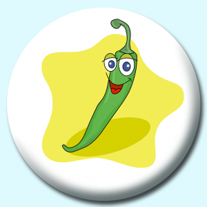 Personalised Badge: 38mm Jalapeno Pepper Character Button Badge. Create your own custom badge - complete the form and we will create your personalised button badge for you.