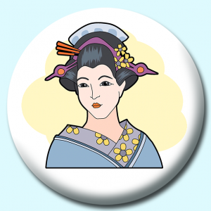 Personalised Badge: 38mm Japanese Geisha Button Badge. Create your own custom badge - complete the form and we will create your personalised button badge for you.