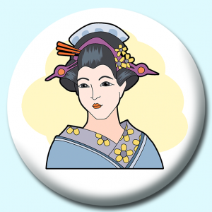 Personalised Badge: 75mm Japanese Geisha Button Badge. Create your own custom badge - complete the form and we will create your personalised button badge for you.