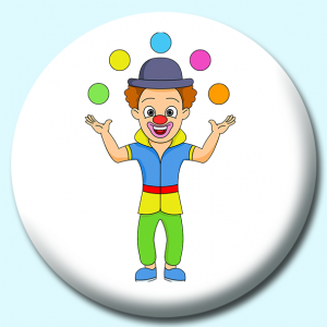 Personalised Badge: 25mm Juggling Clown Button Badge. Create your own custom badge - complete the form and we will create your personalised button badge for you.