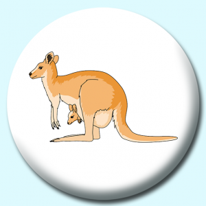 Personalised Badge: 38mm Kangaroo Baby In Pouch Button Badge. Create your own custom badge - complete the form and we will create your personalised button badge for you.