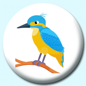 Personalised Badge: 38mm Kingfisher Bird Button Badge. Create your own custom badge - complete the form and we will create your personalised button badge for you.