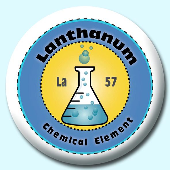 Personalised Badge: 75mm Lanthanum Button Badge. Create your own custom badge - complete the form and we will create your personalised button badge for you.