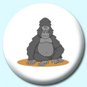 Personalised Badge: 38mm Large Gorilla Sitting Button Badge. Create your own custom badge - complete the form and we will create your personalised button badge for you.