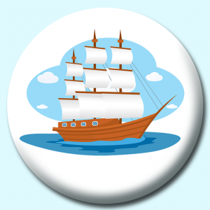 Personalised Badge: 38mm Large Wooden Sailboat Sails Open Button Badge. Create your own custom badge - complete the form and we will create your personalised button badge for you.