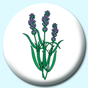 Personalised Badge: 38mm Lavender Flower Button Badge. Create your own custom badge - complete the form and we will create your personalised button badge for you.