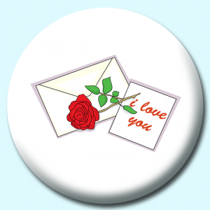 Personalised Badge: 38mm Letter With Rose Button Badge. Create your own custom badge - complete the form and we will create your personalised button badge for you.