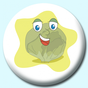 Personalised Badge: 38mm Lettuce Cartoon Button Badge. Create your own custom badge - complete the form and we will create your personalised button badge for you.