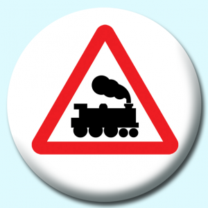 Personalised Badge: 38mm Level Crossing Button Badge. Create your own custom badge - complete the form and we will create your personalised button badge for you.