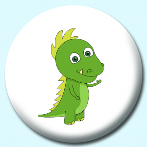 Personalised Badge: 25mm Little Green Dinosaur Button Badge. Create your own custom badge - complete the form and we will create your personalised button badge for you.