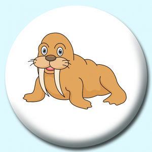 Personalised Badge: 25mm Long Tusked Walrus Marine Life Button Badge. Create your own custom badge - complete the form and we will create your personalised button badge for you.
