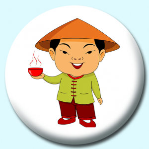 Personalised Badge: 38mm Man In Chinese Costume Button Badge. Create your own custom badge - complete the form and we will create your personalised button badge for you.