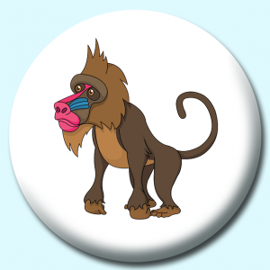 Personalised Badge: 38mm Mandrill Baboon Button Badge. Create your own custom badge - complete the form and we will create your personalised button badge for you.