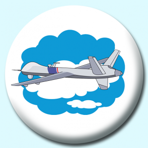 Personalised Badge: 38mm Military Drone Aircraft Button Badge. Create your own custom badge - complete the form and we will create your personalised button badge for you.