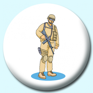 Personalised Badge: 38mm Military Soldier Armor Button Badge. Create your own custom badge - complete the form and we will create your personalised button badge for you.