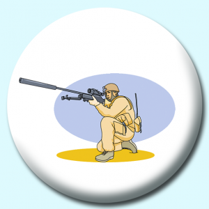 Personalised Badge: 38mm Military Solider Gun Button Badge. Create your own custom badge - complete the form and we will create your personalised button badge for you.