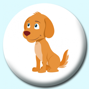 Personalised Badge: 38mm Mischievous Looking Cute Dog Button Badge. Create your own custom badge - complete the form and we will create your personalised button badge for you.
