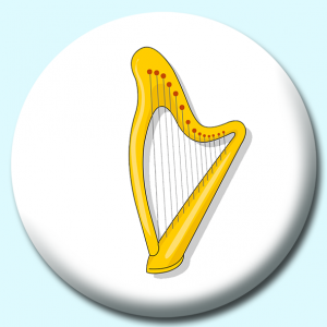 Personalised Badge: 38mm Music Instruments Harp Button Badge. Create your own custom badge - complete the form and we will create your personalised button badge for you.