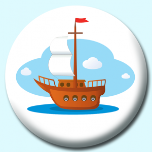 Personalised Badge: 38mm Old Wood Boat With Motor Button Badge. Create your own custom badge - complete the form and we will create your personalised button badge for you.