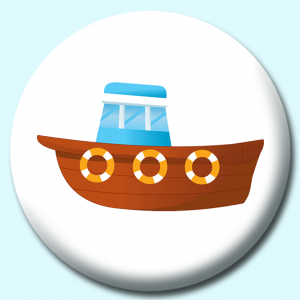 Personalised Badge: 38mm Old Wood Boat With Motor 2 Button Badge. Create your own custom badge - complete the form and we will create your personalised button badge for you.