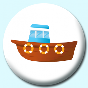 Personalised Badge: 25mm Old Wood Boat With Motor 2 Button Badge. Create your own custom badge - complete the form and we will create your personalised button badge for you.