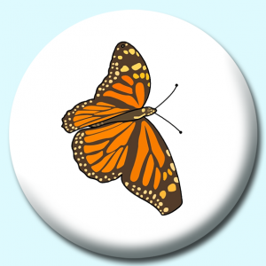 Personalised Badge: 38mm Orange Butterfly Button Badge. Create your own custom badge - complete the form and we will create your personalised button badge for you.