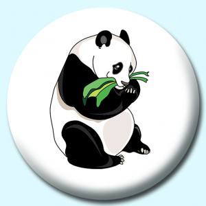 Personalised Badge: 38mm Panda Eating Bamboo Button Badge. Create your own custom badge - complete the form and we will create your personalised button badge for you.