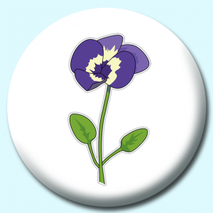 Personalised Badge: 38mm Pansy Flower Button Badge. Create your own custom badge - complete the form and we will create your personalised button badge for you.
