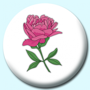 Personalised Badge: 38mm Peony Flower Button Badge. Create your own custom badge - complete the form and we will create your personalised button badge for you.