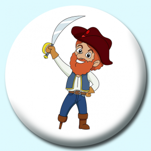 Personalised Badge: 38mm Pirate With Wooden Leg Button Badge. Create your own custom badge - complete the form and we will create your personalised button badge for you.