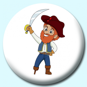 Personalised Badge: 58mm Pirate With Wooden Leg Button Badge. Create your own custom badge - complete the form and we will create your personalised button badge for you.