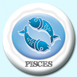 Personalised Badge: 38mm Pisces Button Badge. Create your own custom badge - complete the form and we will create your personalised button badge for you.