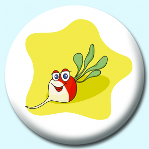 Personalised Badge: 38mm Radish Character Button Badge. Create your own custom badge - complete the form and we will create your personalised button badge for you.