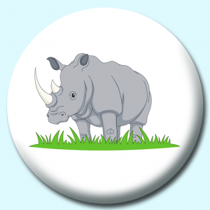 Personalised Badge: 38mm Rhino Button Badge. Create your own custom badge - complete the form and we will create your personalised button badge for you.