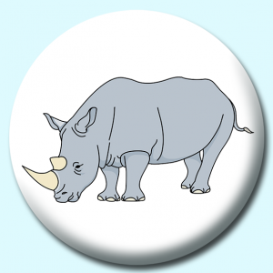 Personalised Badge: 58mm Rhinoceros Button Badge. Create your own custom badge - complete the form and we will create your personalised button badge for you.