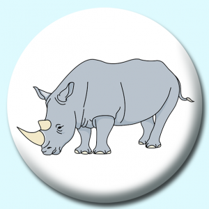 Personalised Badge: 75mm Rhinoceros Button Badge. Create your own custom badge - complete the form and we will create your personalised button badge for you.