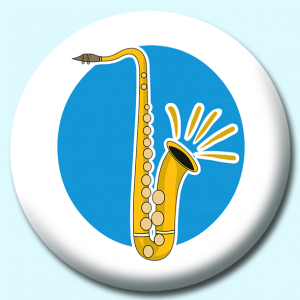 Personalised Badge: 38mm Saxophone Woodwind Instrument Button Badge. Create your own custom badge - complete the form and we will create your personalised button badge for you.