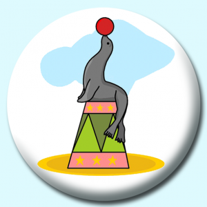 Personalised Badge: 75mm Sea Lion Button Badge. Create your own custom badge - complete the form and we will create your personalised button badge for you.