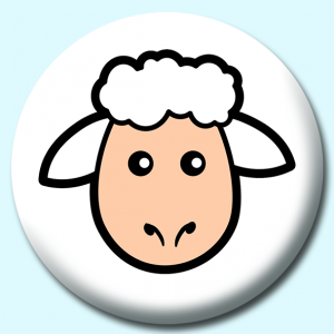 Personalised Badge: 38mm Sheep Face Button Badge. Create your own custom badge - complete the form and we will create your personalised button badge for you.