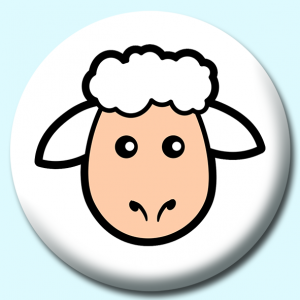 Personalised Badge: 75mm Sheep Face Button Badge. Create your own custom badge - complete the form and we will create your personalised button badge for you.
