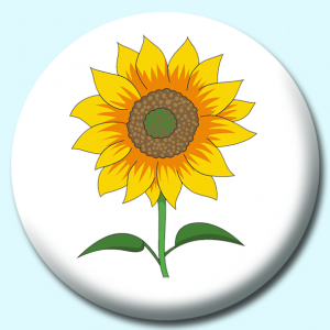 Personalised Badge: 38mm Single Sun Flower Button Badge. Create your own custom badge - complete the form and we will create your personalised button badge for you.
