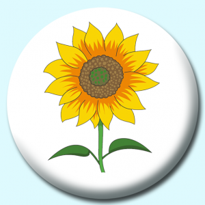 Personalised Badge: 75mm Single Sun Flower Button Badge. Create your own custom badge - complete the form and we will create your personalised button badge for you.