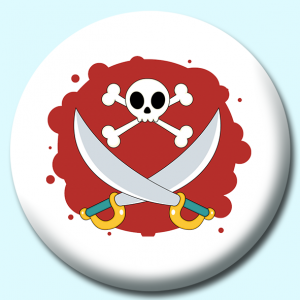 Personalised Badge: 38mm Skull And Cross Bones Button Badge. Create your own custom badge - complete the form and we will create your personalised button badge for you.