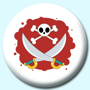 Personalised Badge: 58mm Skull And Cross Bones Button Badge. Create your own custom badge - complete the form and we will create your personalised button badge for you.