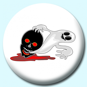Personalised Badge: 58mm Skull And Ghost Button Badge. Create your own custom badge - complete the form and we will create your personalised button badge for you.