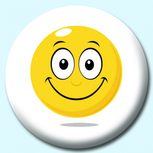 Personalised Badge: 38mm Smiley Face Happy Expression Button Badge. Create your own custom badge - complete the form and we will create your personalised button badge for you.