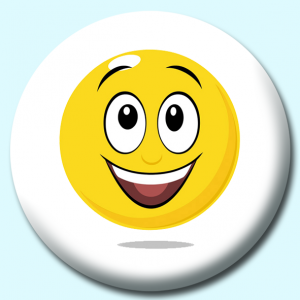 Personalised Badge: 38mm Smiley Face Surprise Expression Button Badge. Create your own custom badge - complete the form and we will create your personalised button badge for you.