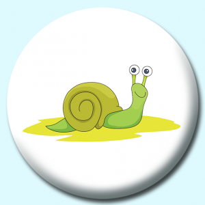 Personalised Badge: 38mm Snail Gastropod Mollusk Cartoon Button Badge. Create your own custom badge - complete the form and we will create your personalised button badge for you.