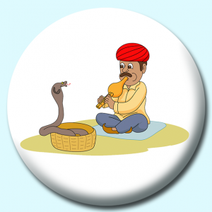 Personalised Badge: 38mm Snake Charmer Button Badge. Create your own custom badge - complete the form and we will create your personalised button badge for you.